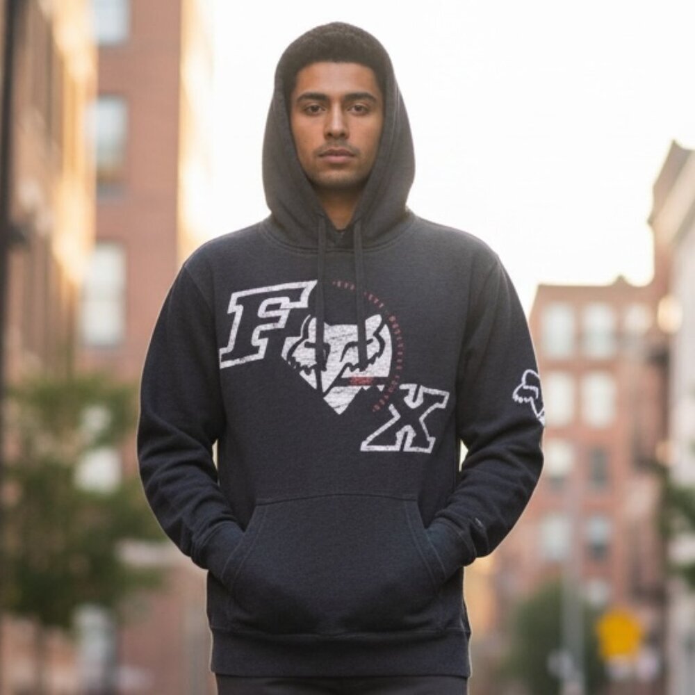 Fox Racing Men's Graphic Hoodie M Gray Motocross Racing Dirtbike #338A‎